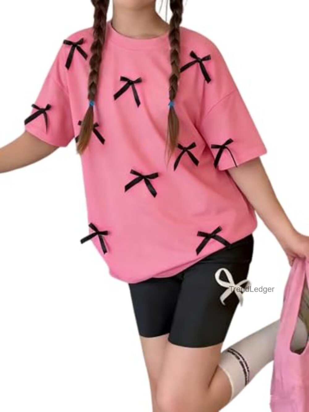 Heart Print Short Sleeve Top and Shorts Cute Summer Outfit Set